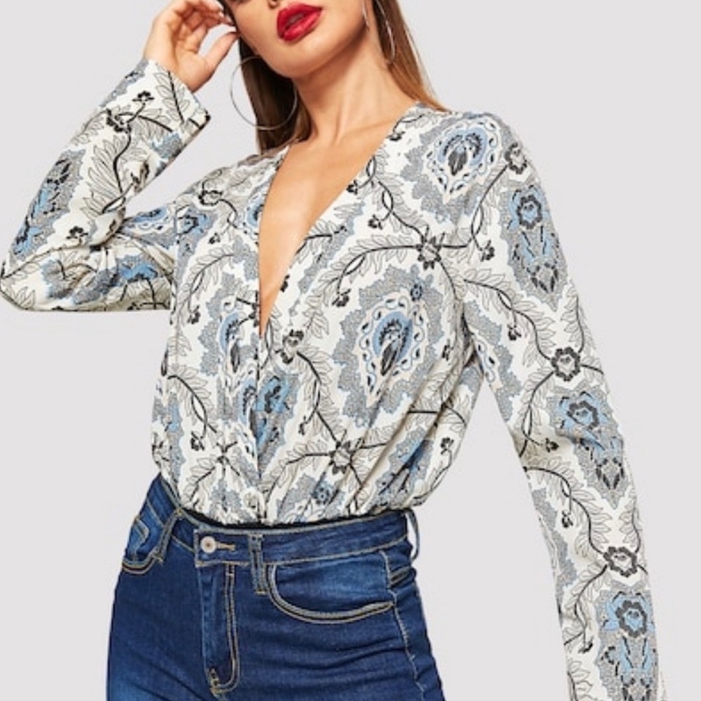 Kinsley Printed Bodysuit Blouse